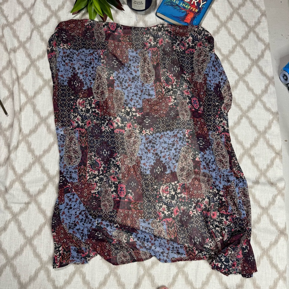 Maurices Floral Paisley Kimono Cardigan Sheer Boho Duster L/XL - Picture 9 of 11